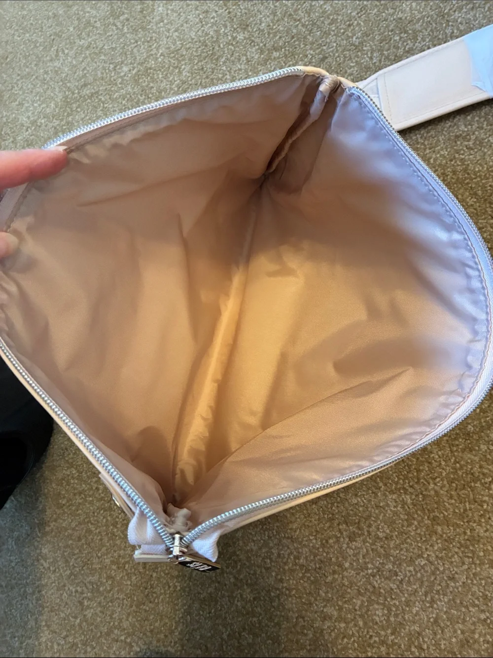 BÉIS Beige Faux Leather Laptop Sleeve Pouch with Removable Crossbody Strap